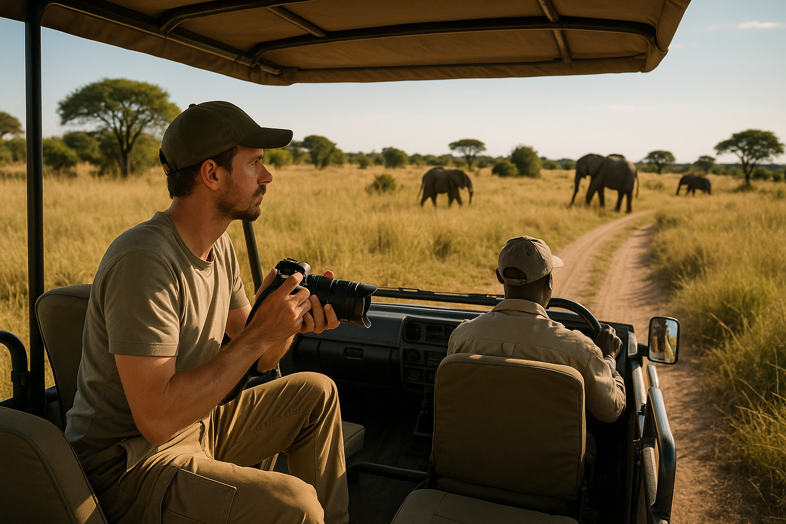 Traveler on a safari in africa