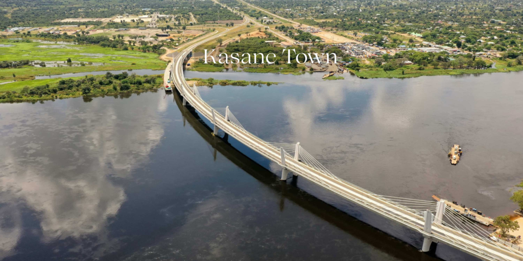 aerial view of kasane town botswana