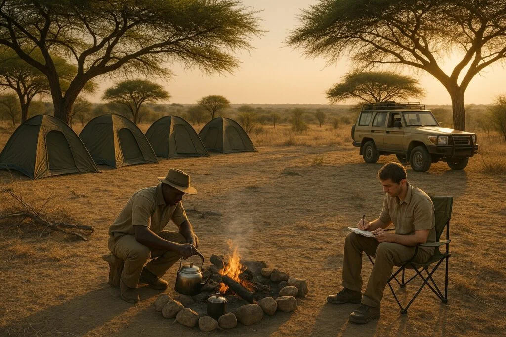 Tourist photographing wildlife on an African safari